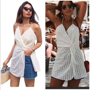 New ZARA Blogger Favorite Striped Tank Dress Top L